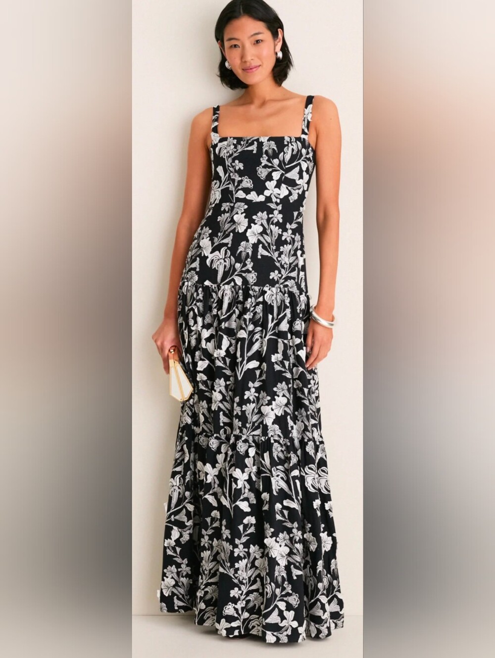 Vince Camuto Black & White Floral Print Sundress L